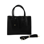 Faux Leather Tote Bag with Wristlet Wallet - Black