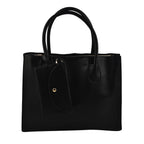 Faux Leather Tote Bag with Wristlet Wallet - Black