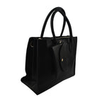 Faux Leather Tote Bag with Wristlet Wallet - Black