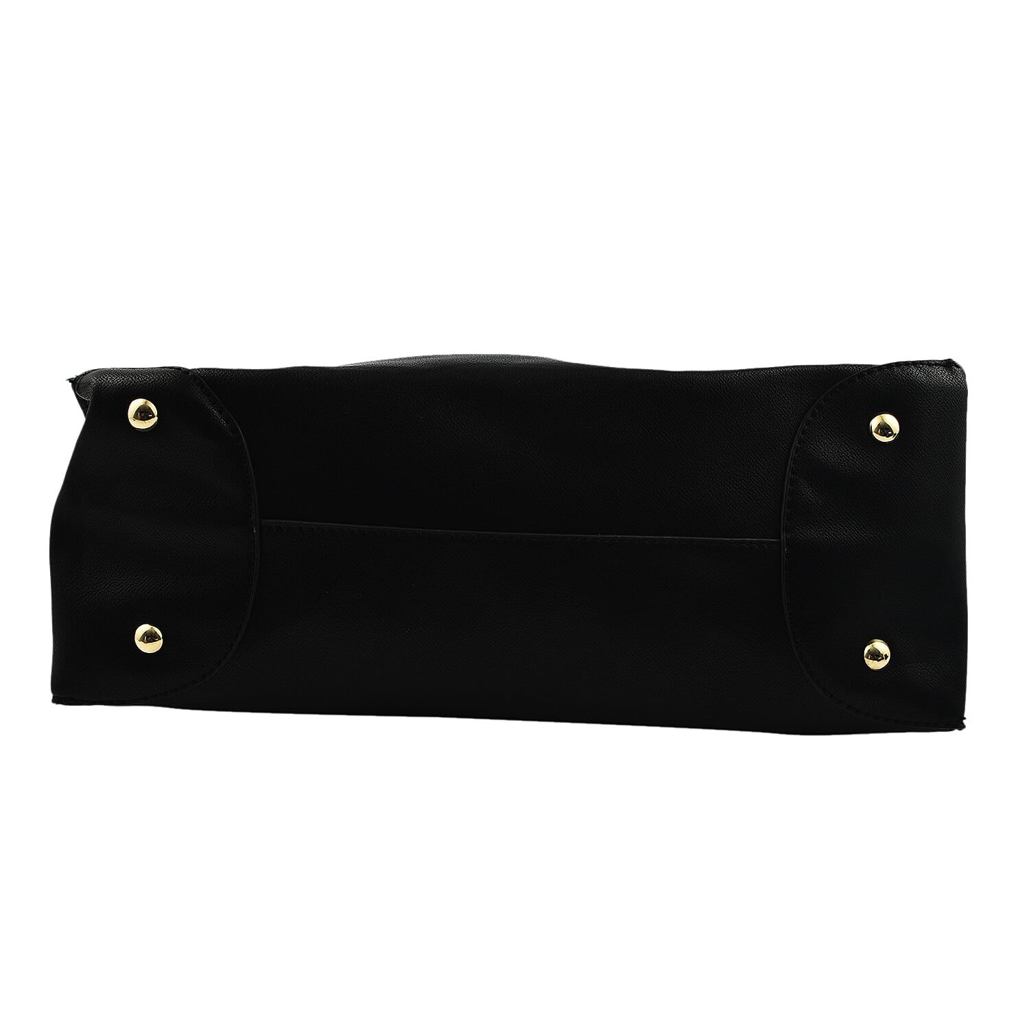Faux Leather Tote Bag with Wristlet Wallet - Black