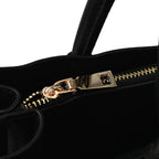 Faux Leather Tote Bag with Wristlet Wallet - Black