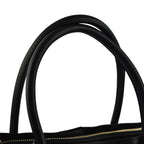 Faux Leather Tote Bag with Wristlet Wallet - Black