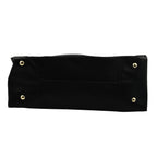 Faux Leather Tote Bag with Wristlet Wallet - Black