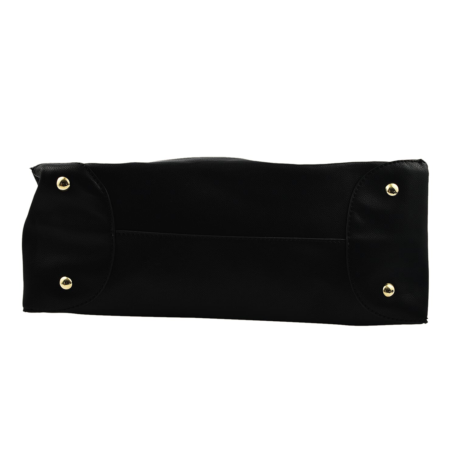 Faux Leather Tote Bag with Wristlet Wallet - Black