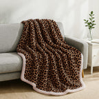 Faux Rabbit Fur Leopard Blanket (Size 200x150 cm) - Brown