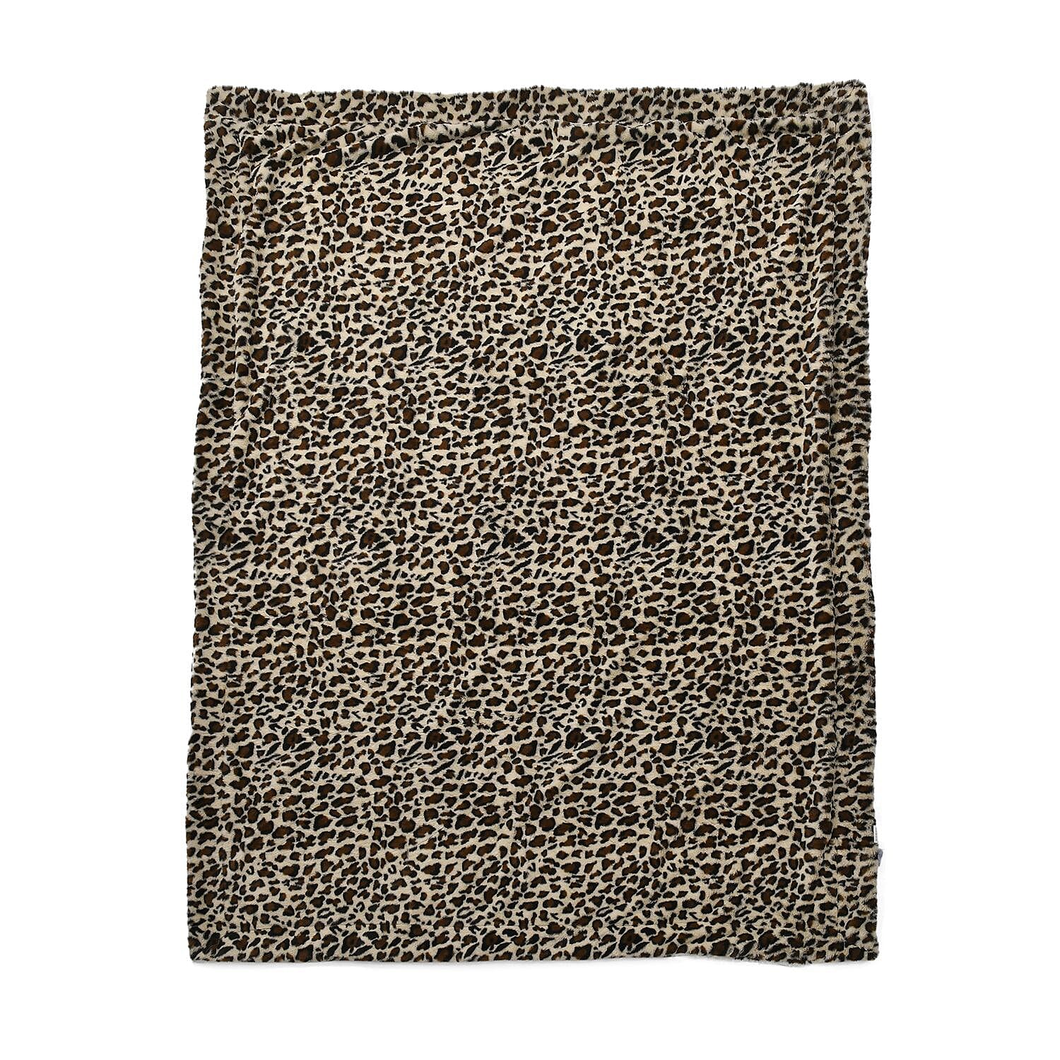 Faux Rabbit Fur Leopard Print Blanket (Size 200x150 cm) - Off White