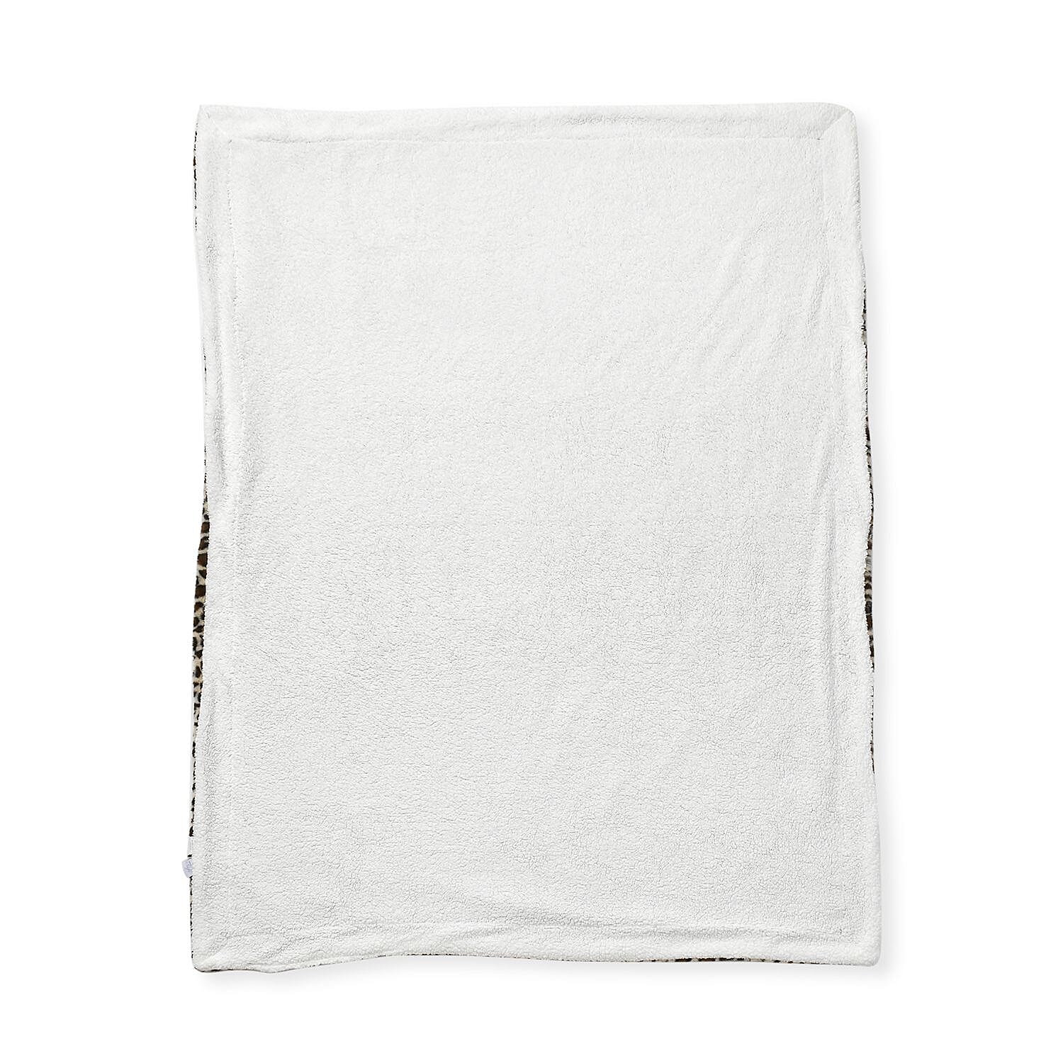 Faux Rabbit Fur Leopard Print Blanket (Size 200x150 cm) - Off White