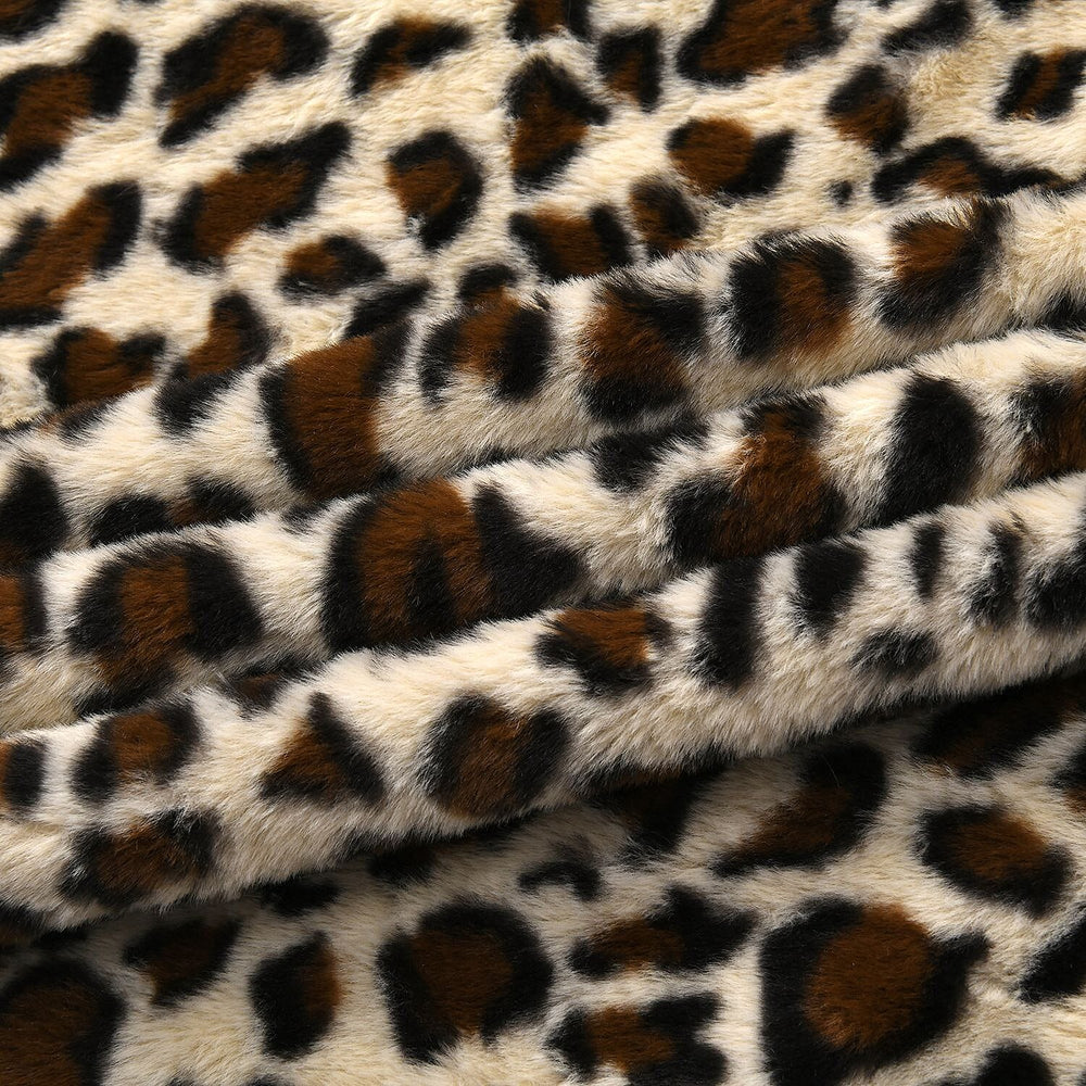 Faux Rabbit Fur Leopard Print Blanket (Size 200x150 cm) - Off White