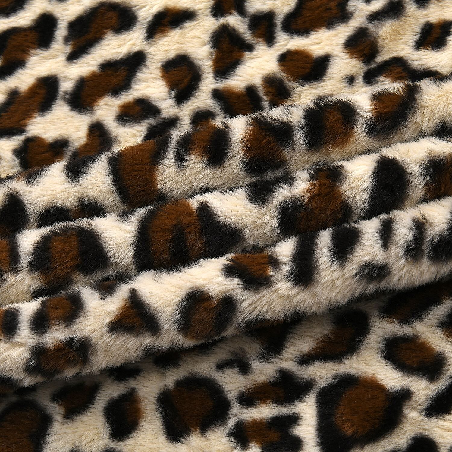 Faux Rabbit Fur Leopard Print Blanket (Size 200x150 cm) - Off White