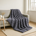 Faux Rabbit Fur Leopard Blanket (Size 200x150 cm) - Grey