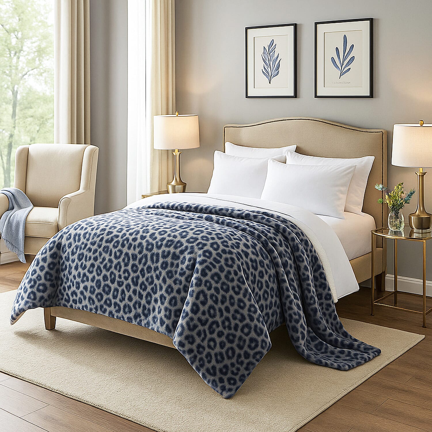 Faux Rabbit Fur Leopard Blanket (Size 200x150 cm) - Grey