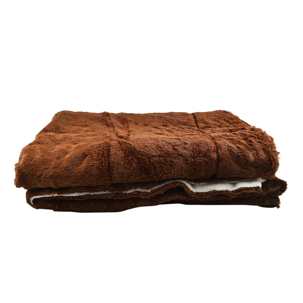 Faux Rabbit Fur Patterned Blanket (Size 150x1 cm) - Burgundy - Pink