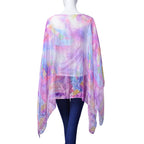 Multi Colour Feather Pattern Purple Colour Poncho (Size 135x70 Cm)