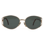 Fendi Designer Oversized Gold Metal Sunglasses with Green Lenses