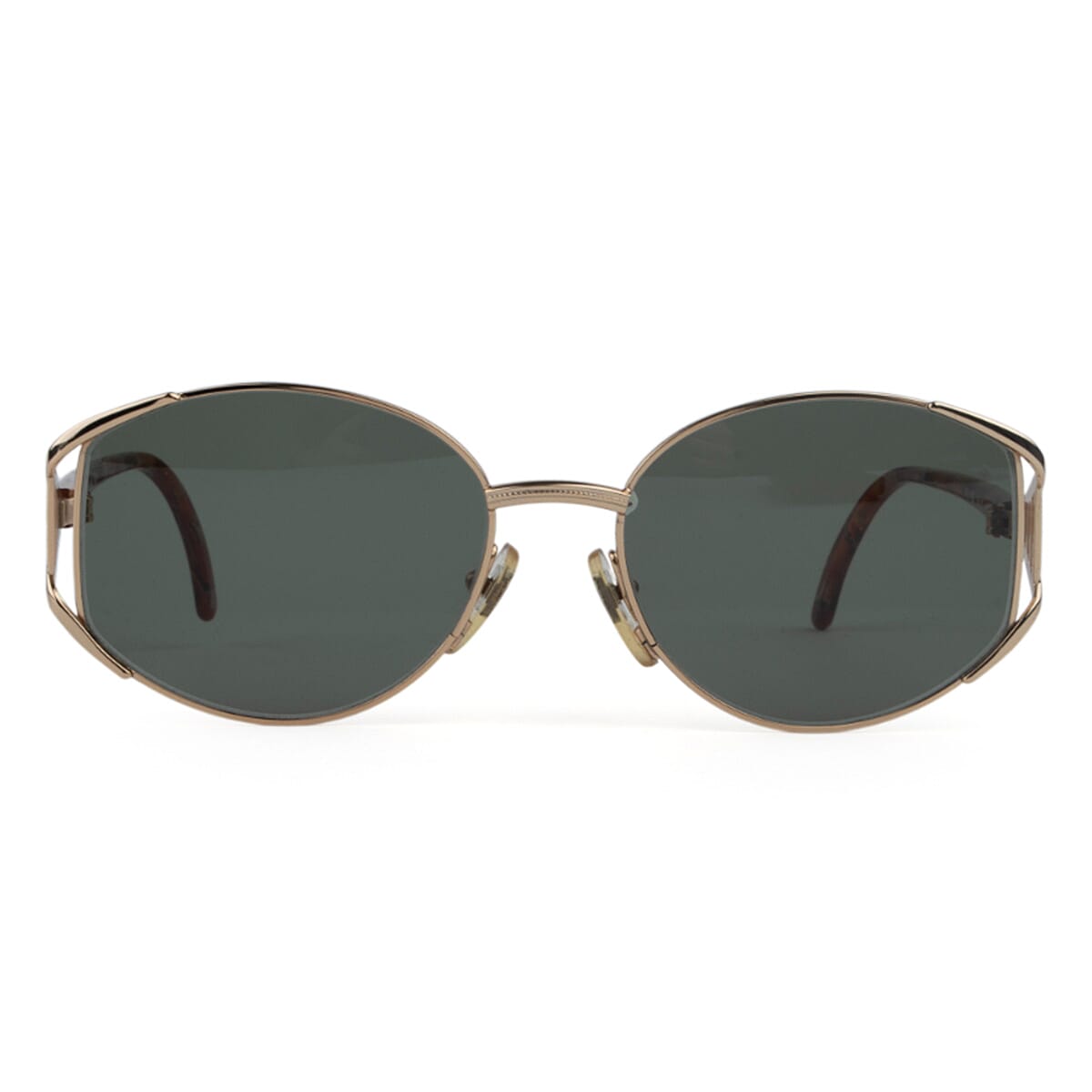 Fendi Designer Oversized Gold Metal Sunglasses with Green Lenses