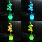 Fiber Optic LED Orchid Flower with Cloth Petals & Plastic Base - Light-Up Decorative Display (3xAA Battery, Not Incl.) - White