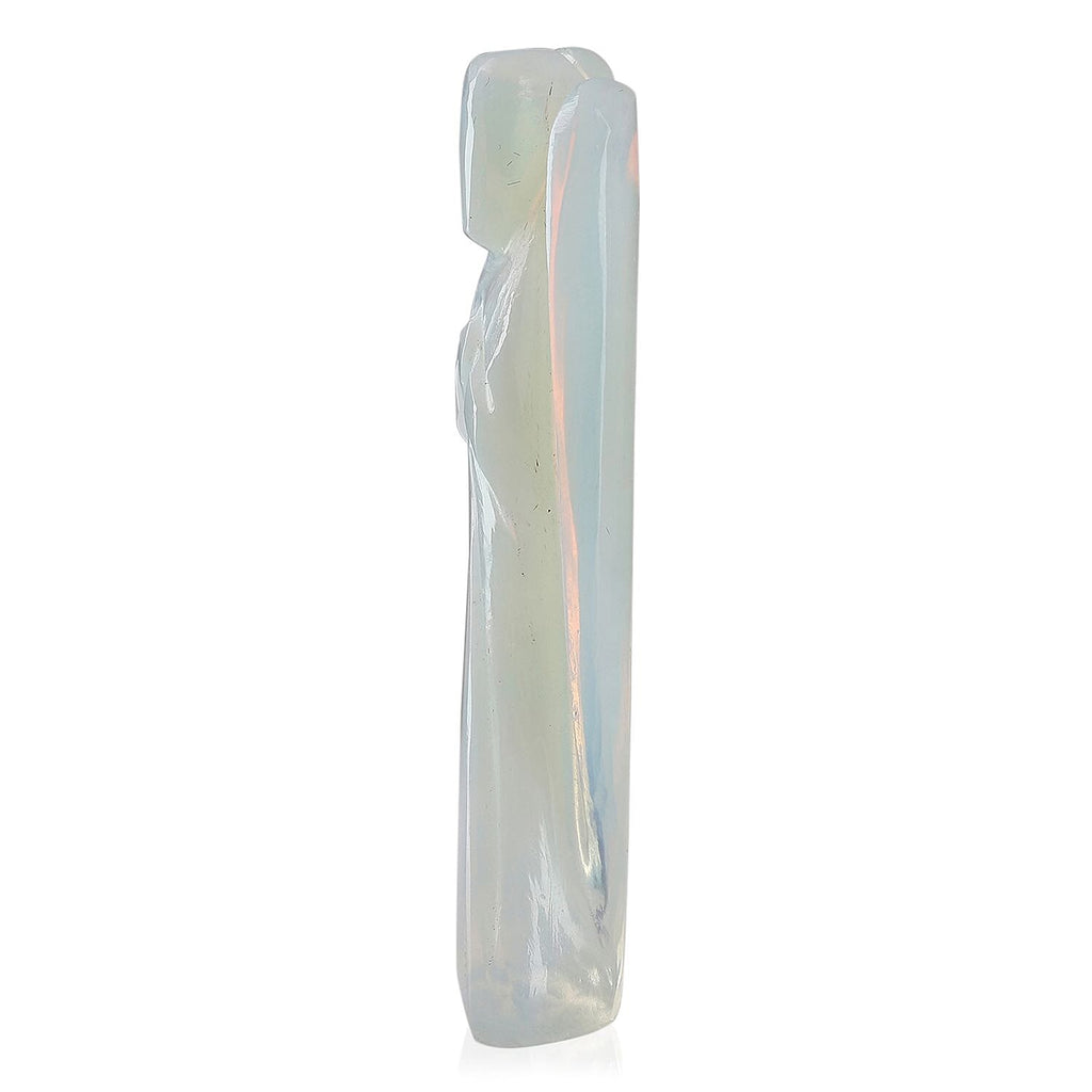 Handcarved - Opalite Guardian Gemstone Angel Figurines Sculpture (Size 8.00 Cm) - Stretch Bracelet (Size 7.5) - Sky Blue