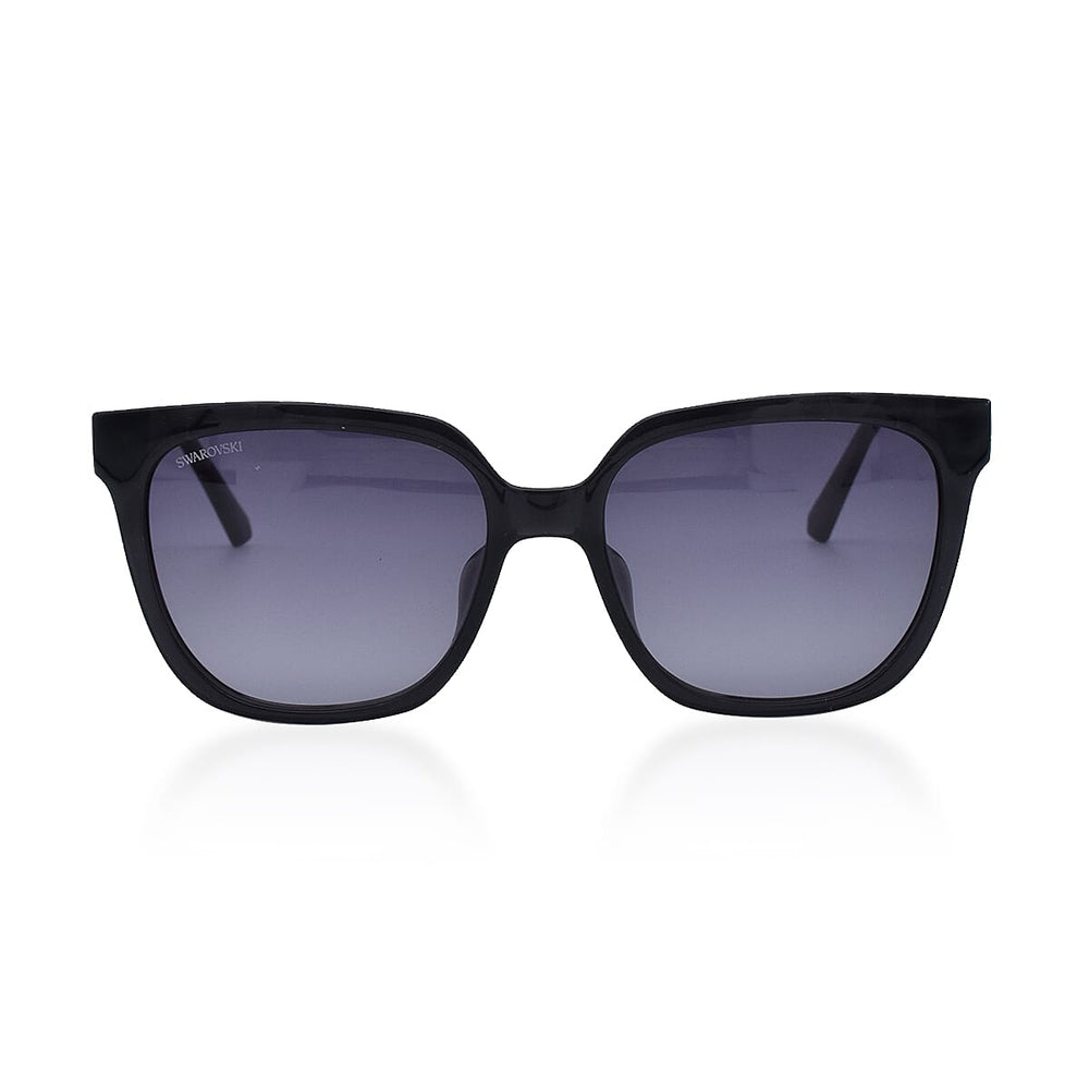 Womens Black Square Sunglasses With Metal Temples
