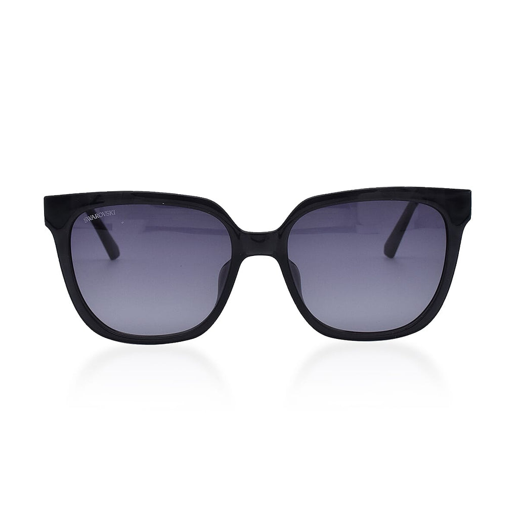 Womens Black Square Sunglasses With Metal Temples