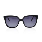 Womens Black Square Sunglasses With Metal Temples