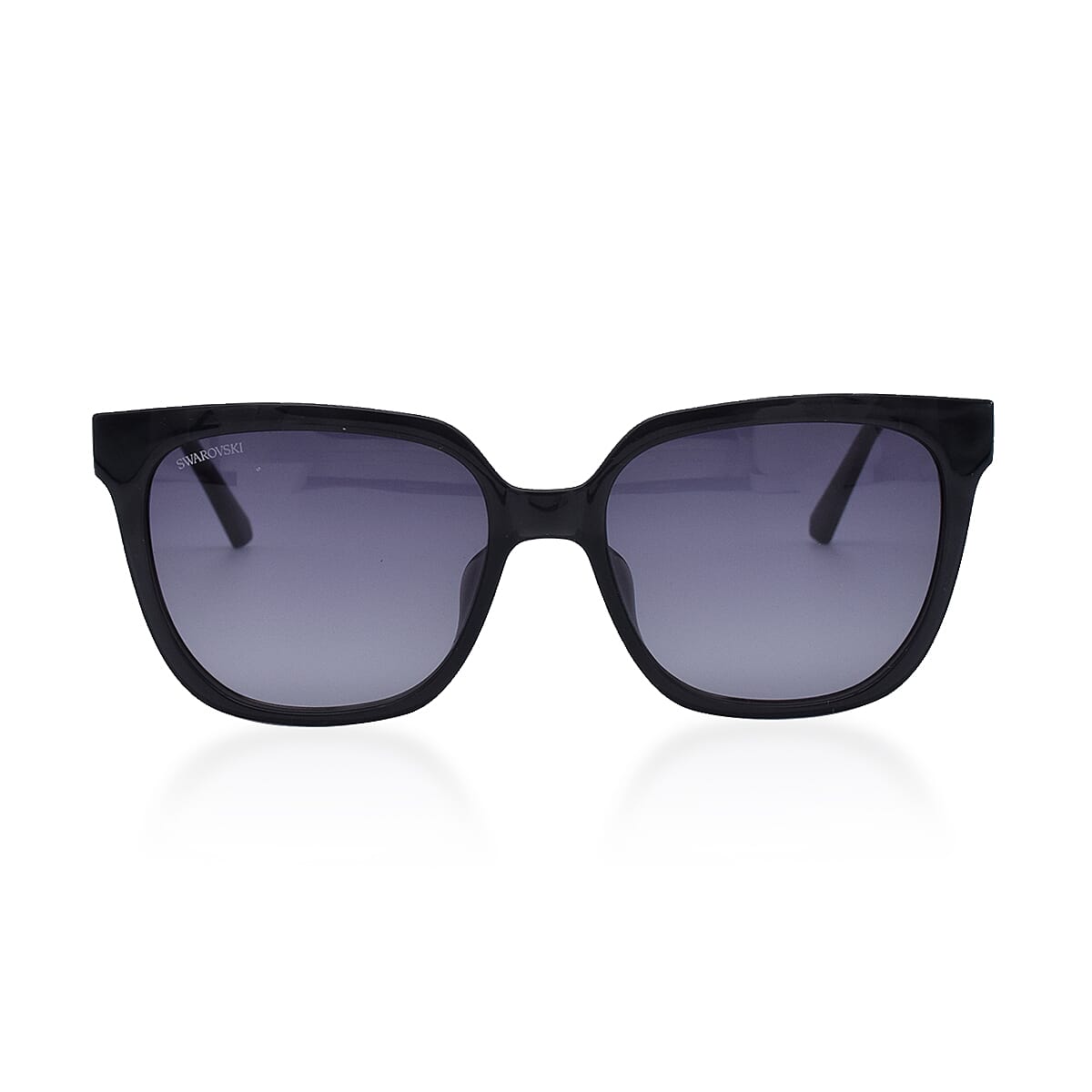 Womens Black Square Sunglasses With Metal Temples