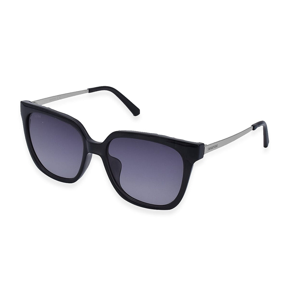 Womens Black Square Sunglasses With Metal Temples