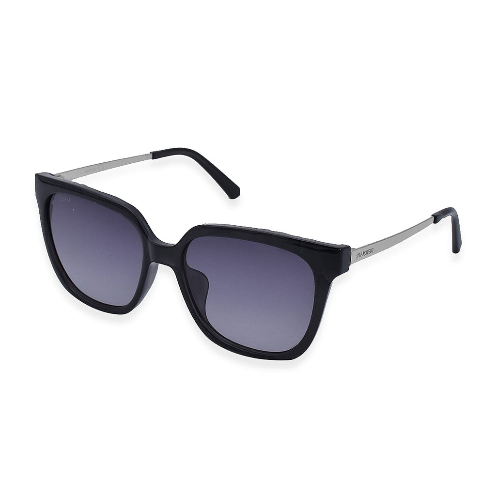 Womens Black Square Sunglasses With Metal Temples