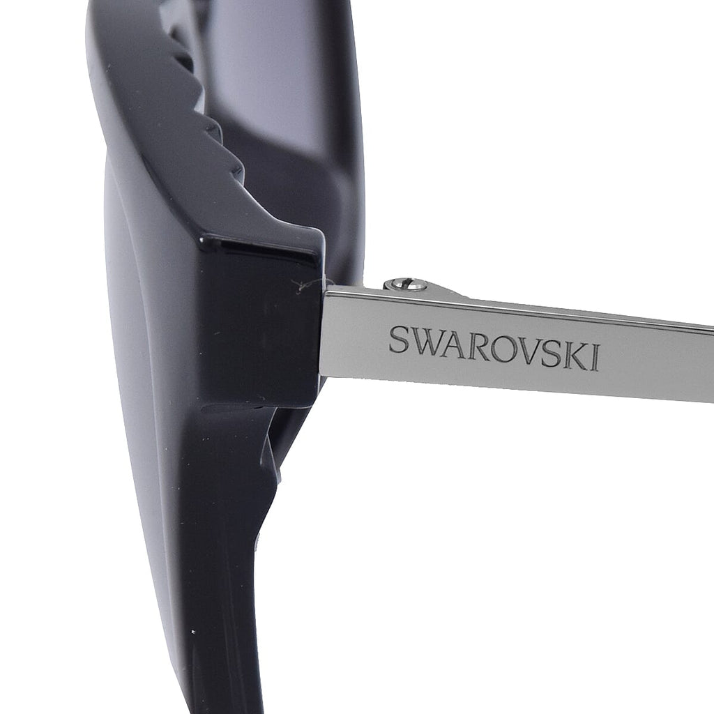Womens Black Square Sunglasses With Metal Temples