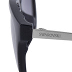 Womens Black Square Sunglasses With Metal Temples