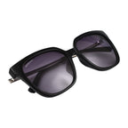 Womens Cat Eye Dark Grey Sunglasses With Grey Lenses And Silver Metal Temples