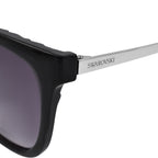Womens Cat Eye Dark Grey Sunglasses With Grey Lenses And Silver Metal Temples