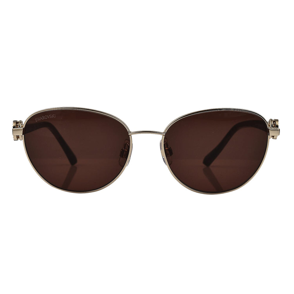 Womens Gold Oval Sunglasses