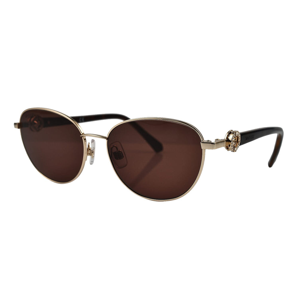 Womens Gold Oval Sunglasses