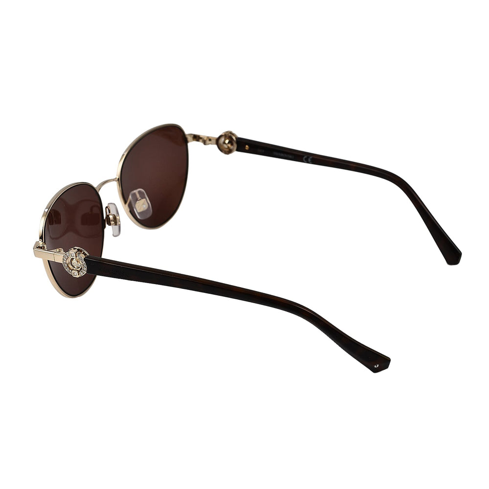 Womens Gold Oval Sunglasses