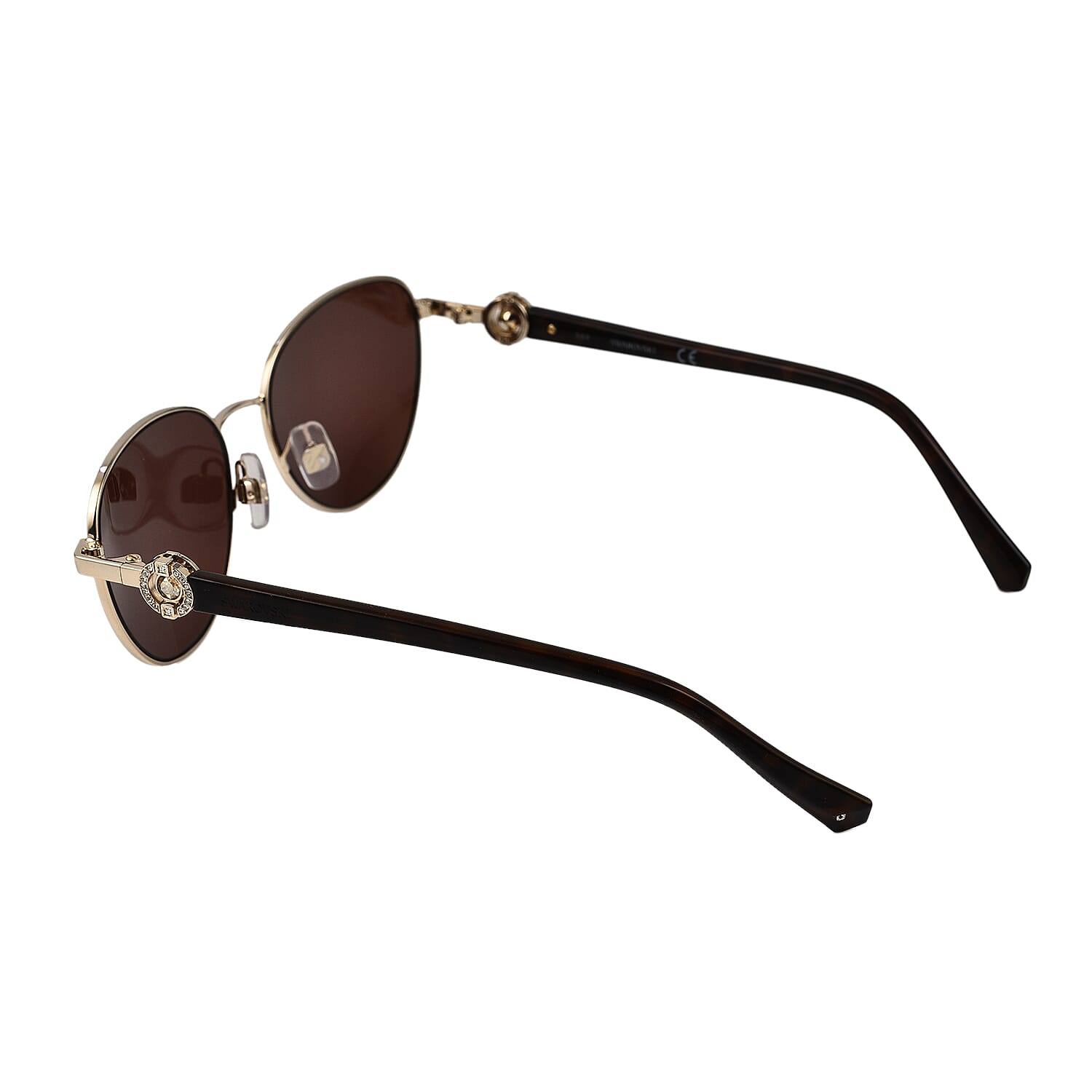 Womens Gold Oval Sunglasses