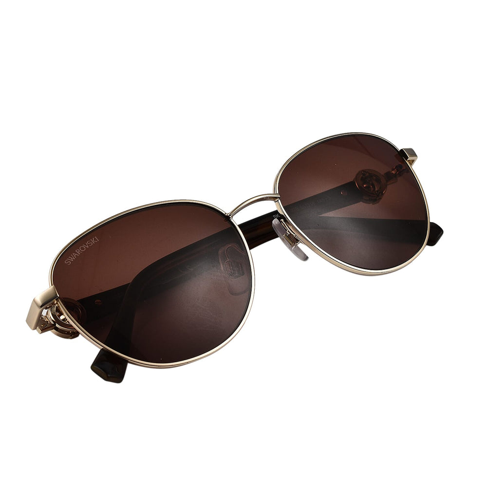 Womens Gold Oval Sunglasses