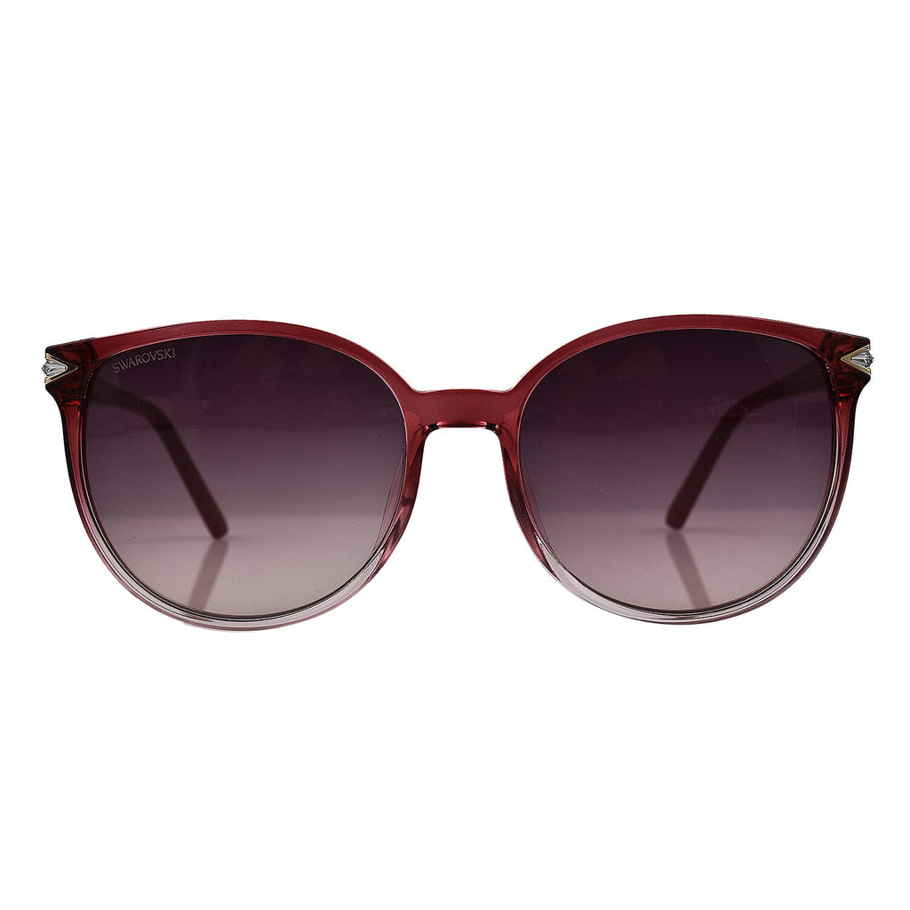 Swarovski Womens Red Faded Acetate Cat Eye Sunglasses With Grey Lenses
