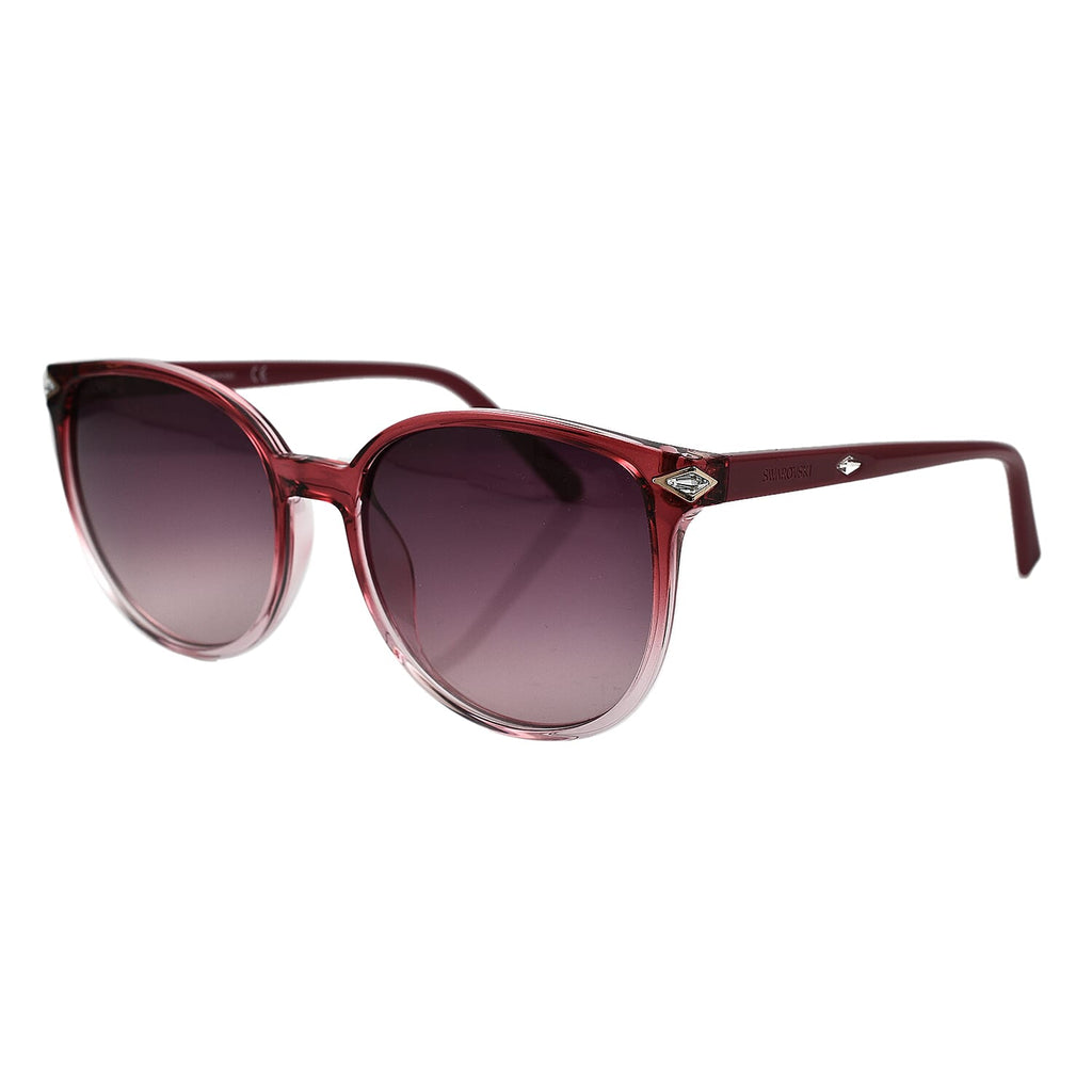 Swarovski Womens Red Faded Acetate Cat Eye Sunglasses With Grey Lenses