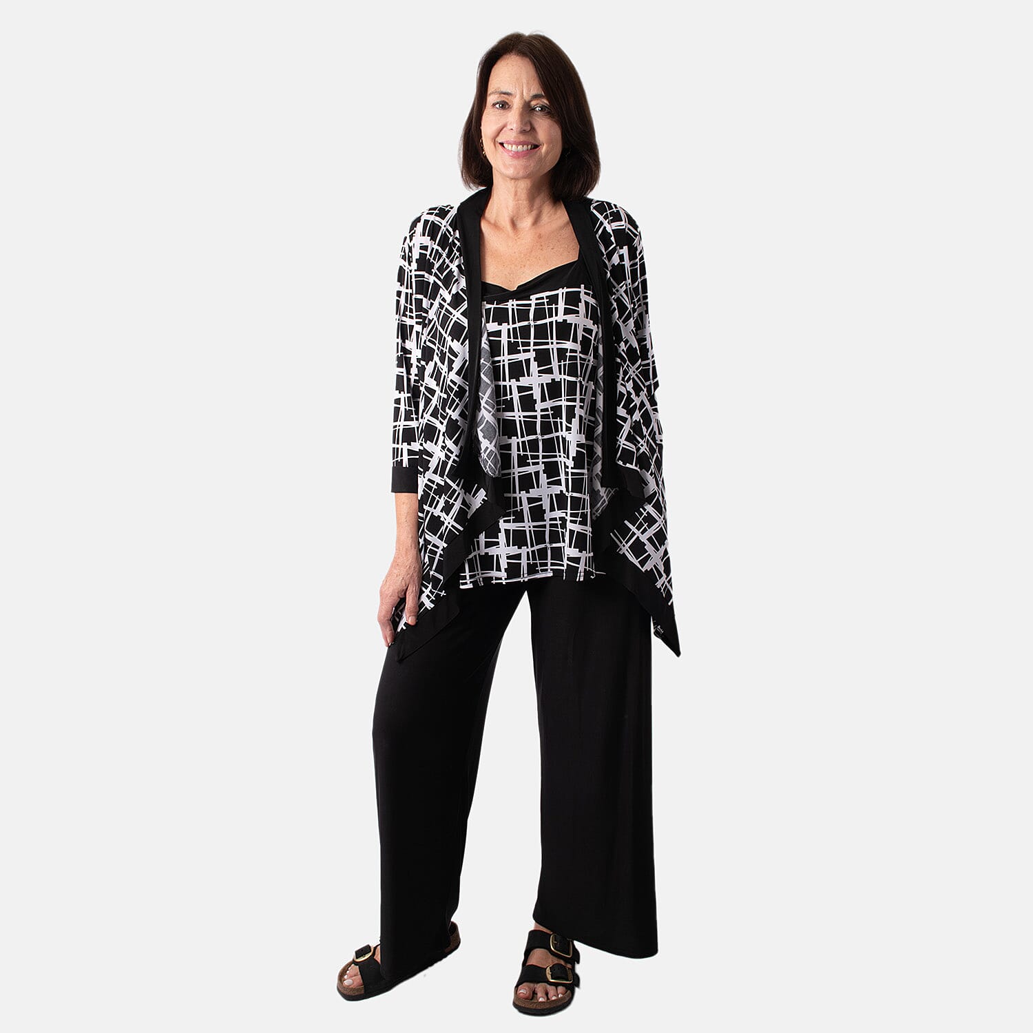 Firenzaa Polyester Top (Size 1x1 cm) - Black Mono