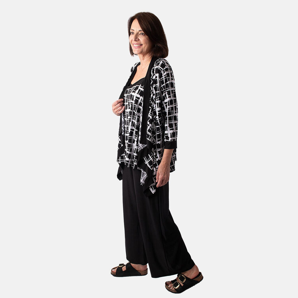 Firenzaa Polyester Top (Size 1x1 cm) - Black Mono