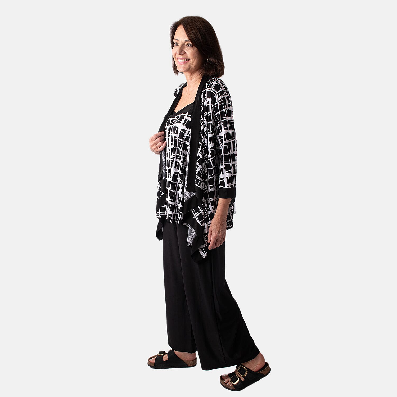 Firenzaa Polyester Top (Size 1x1 cm) - Black Mono
