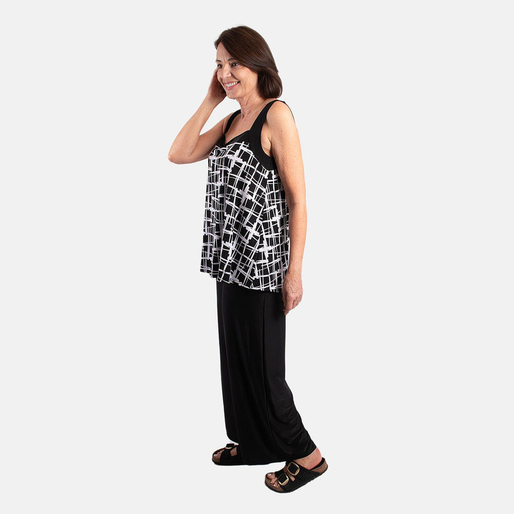 Firenzaa Polyester Top (Size 1x1 cm) - Black Mono