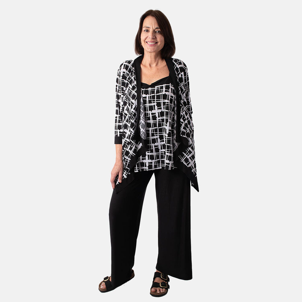 Firenzaa Polyester Top (Size 1x1 cm) - Black Mono
