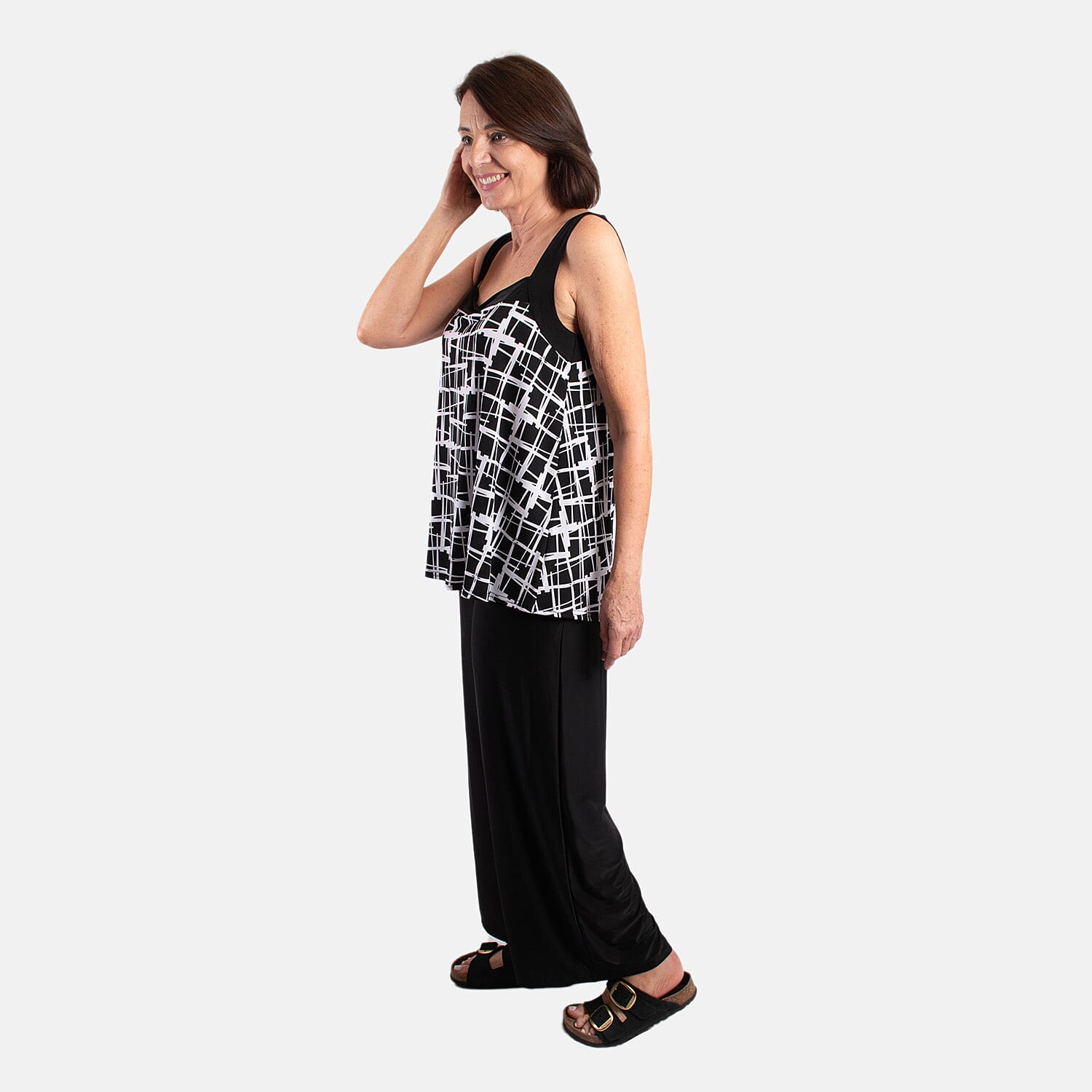Firenzaa Polyester Top (Size 1x1 cm) - Black Mono