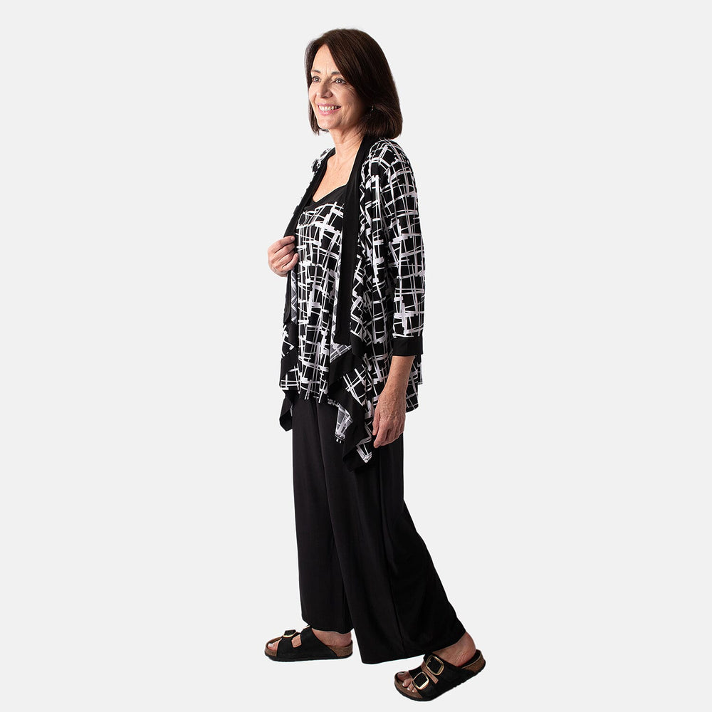 Firenzaa Polyester Top (Size 1x1 cm) - Black Mono