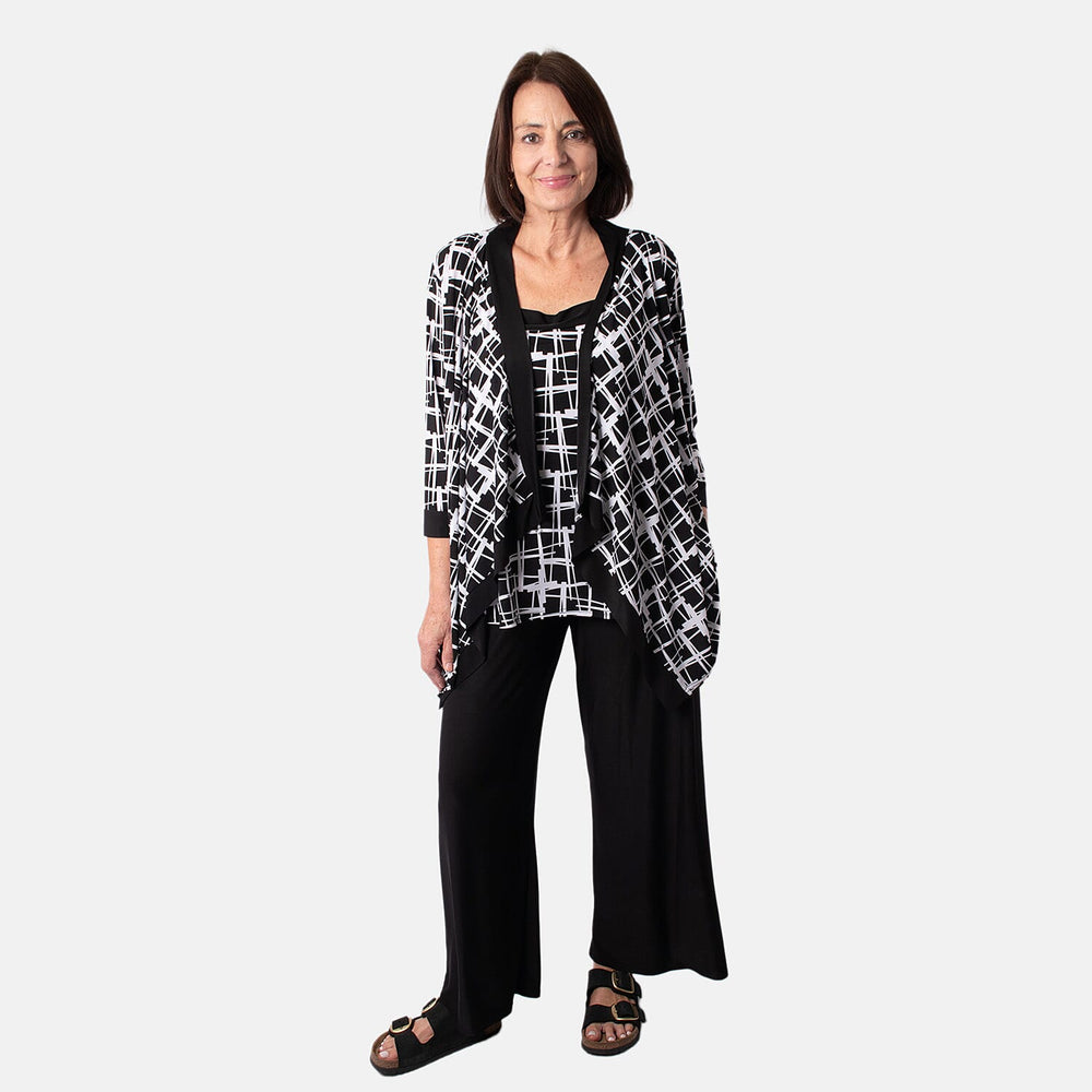 Firenzaa Polyester Top (Size 1x1 cm) - Black Mono