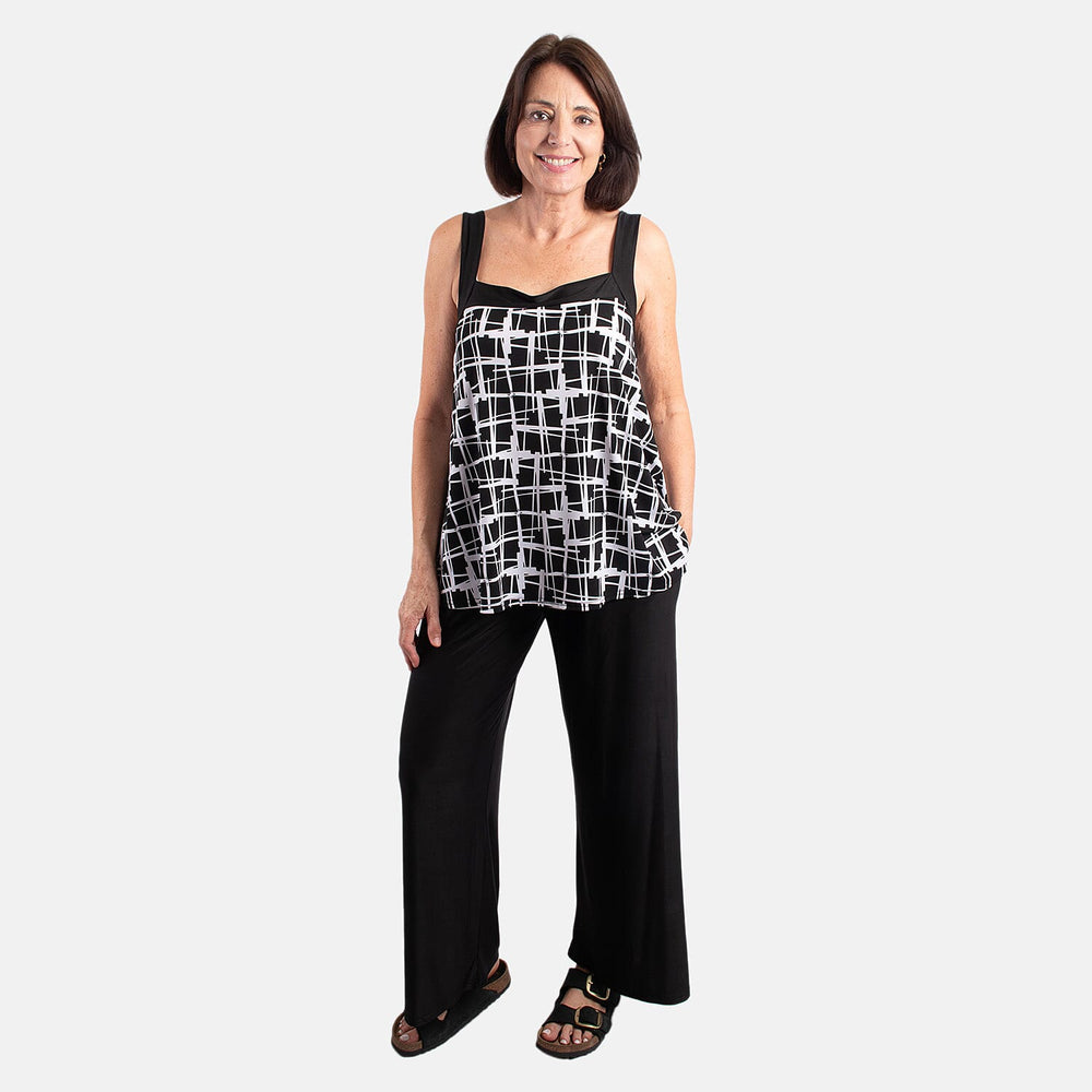 Firenzaa Polyester Top (Size 1x1 cm) - Black Mono