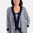 Firenzaa Mono Printed Jersey Twin Set (Size L) - Navy