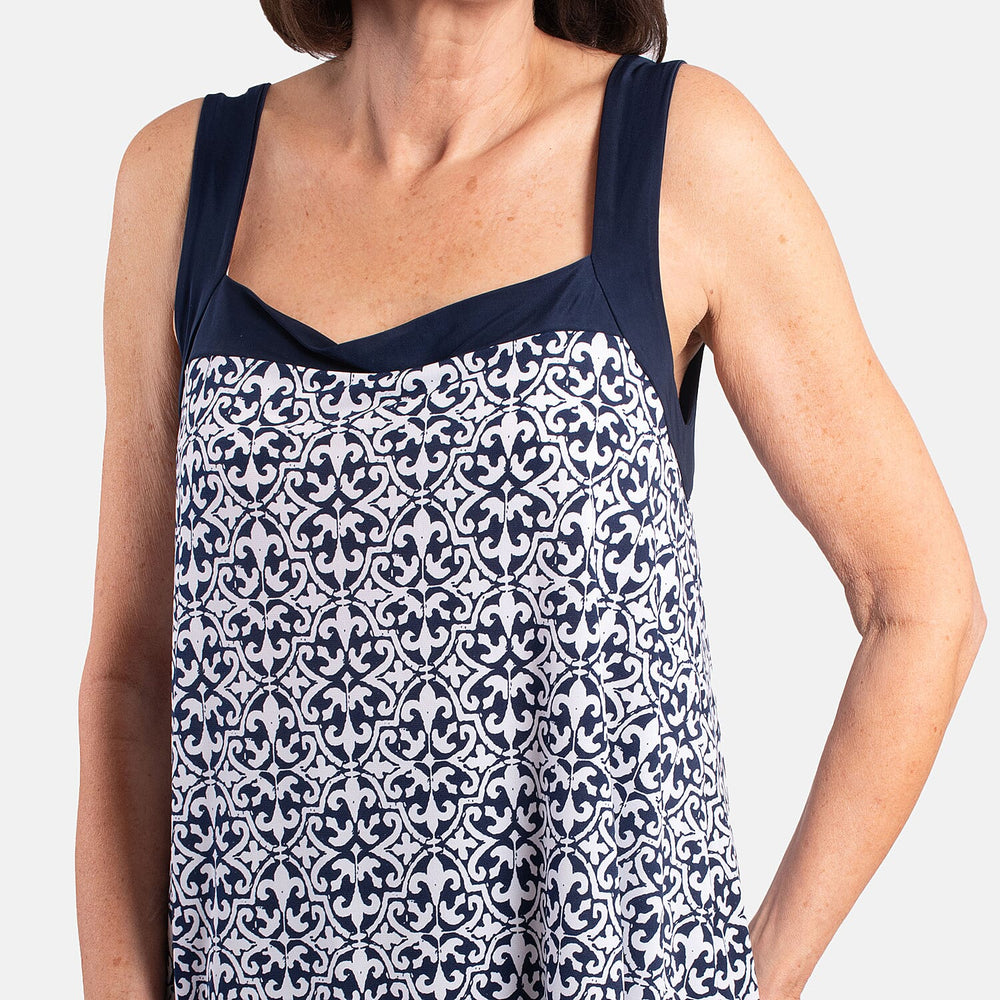 Firenzaa Mono Printed Jersey Twin Set (Size L) - Navy