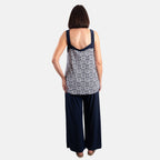 Firenzaa Mono Printed Jersey Twin Set (Size L) - Navy